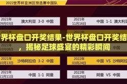 世界杯盘口开奖结果-世界杯盘口开奖结果，揭秘足球盛宴的精彩瞬间