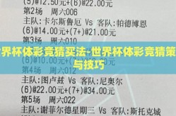 世界杯体彩竞猜买法-世界杯体彩竞猜策略与技巧