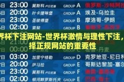 世界杯下注网站-世界杯激情与理性下注，选择正规网站的重要性