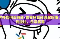 世界杯如何买竞彩-世界杯竞彩购买指南，理性投注，乐享赛事