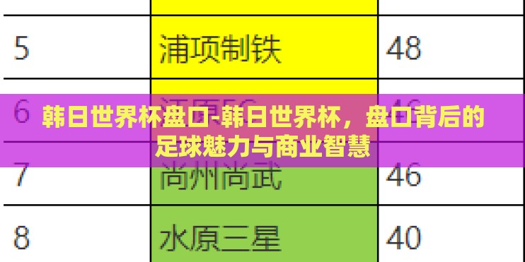 韩日世界杯盘口-韩日世界杯，盘口背后的足球魅力与商业智慧