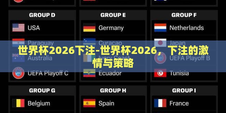 世界杯2026下注-世界杯2026，下注的激情与策略