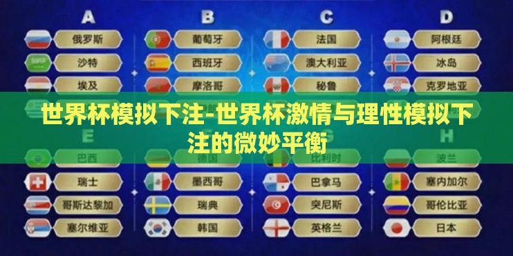 世界杯模拟下注-世界杯激情与理性模拟下注的微妙平衡