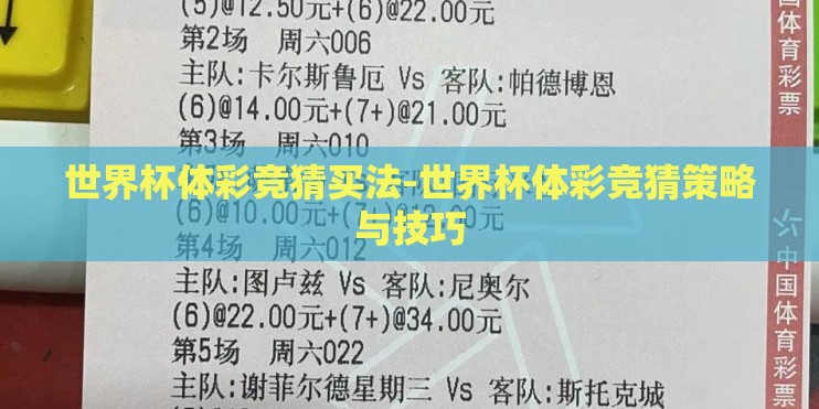 世界杯体彩竞猜买法-世界杯体彩竞猜策略与技巧