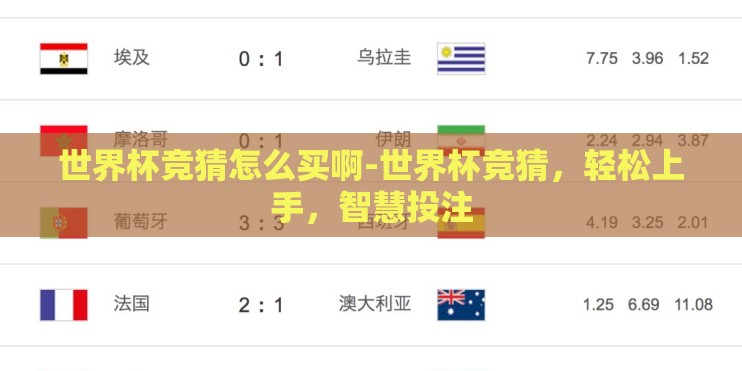 世界杯竞猜怎么买啊-世界杯竞猜,轻松上手,智慧投注 世界杯竞猜怎么买啊-世界杯竞猜,轻松上手,智慧投注