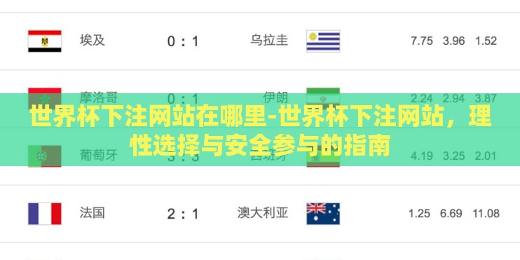 世界杯下注网站在哪里-世界杯下注网站，理性选择与安全参与的指南
