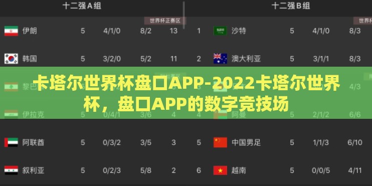 卡塔尔世界杯盘口APP-2022卡塔尔世界杯，盘口APP的数字竞技场