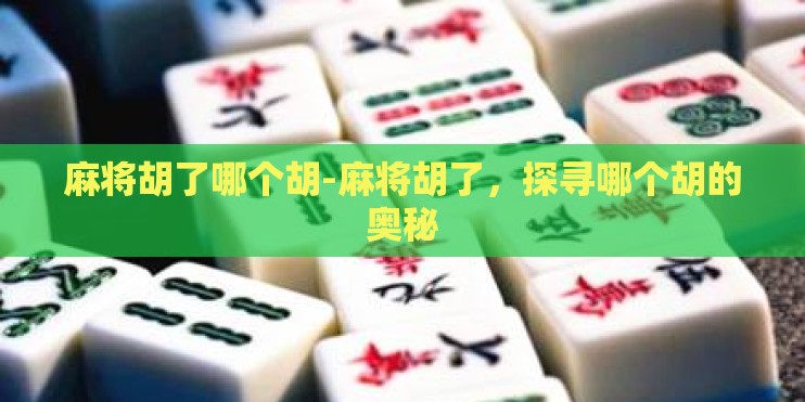 麻将胡了哪个胡-麻将胡了，探寻哪个胡的奥秘